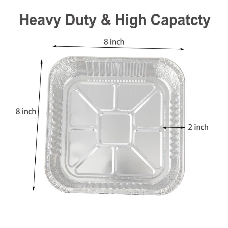 Waytiffer 50pack- 8 x 8 Aluminum foil Pans Disposable,Heavy Duty Square baking Cake Pans, Cooking Tins Homemade Breads Oven, Baking Roasting Pan - Image 2